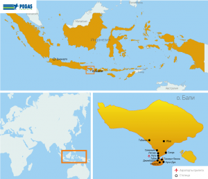 Карта о.Бали, Индонезия
