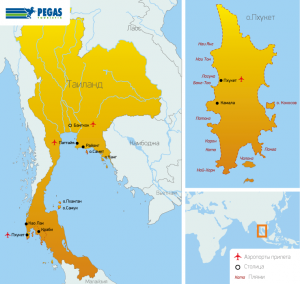 Карта курортов Таиланд
