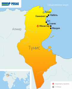 Карта Тунис